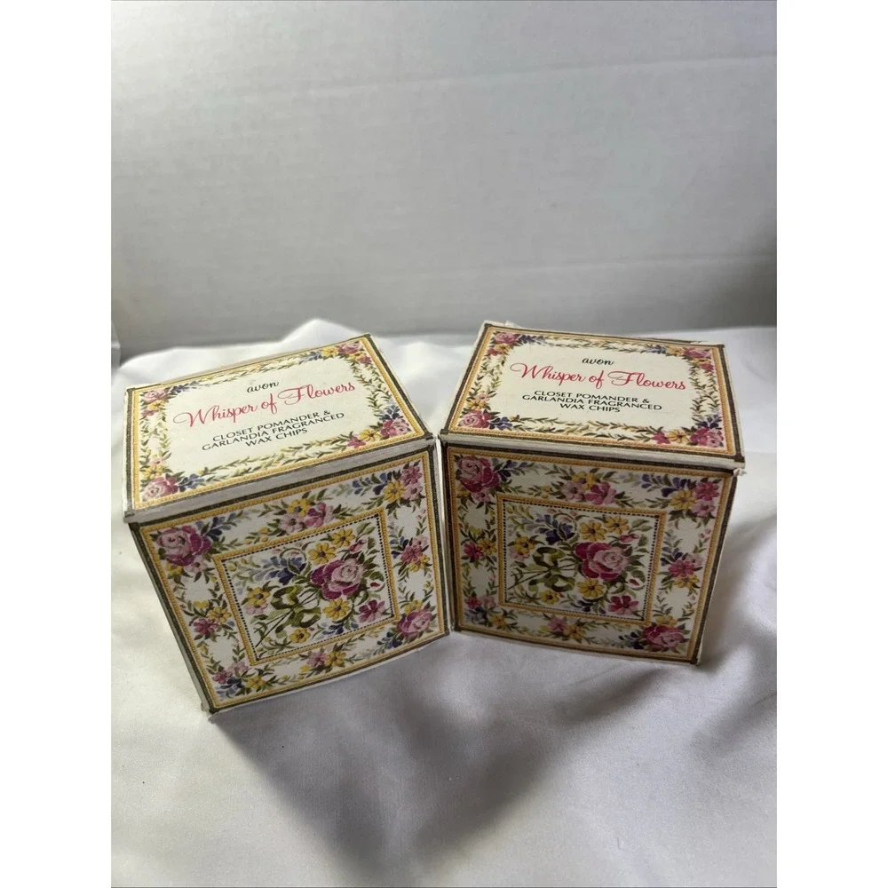 Vintage Avon‎ 1980 Whisper Of Flowers Closet Pomander & Garlandia Wax Chips 2
